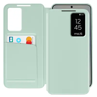 Usnjeno ohišje za kartico Galaxy S25 z okencem Display Window Card Holder, Svetlo zelena