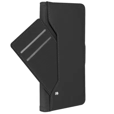 Torbica s preklopom za Samsung Galaxy A25 5G z zunanjim držalom za kartice, Črna