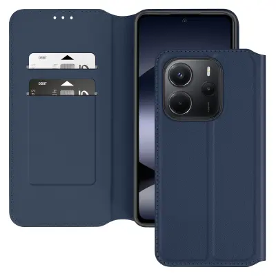 Ohišje za Xiaomi Redmi Note 14 4G ohišje za kartico Clamshell in držalo za video, Modra noč