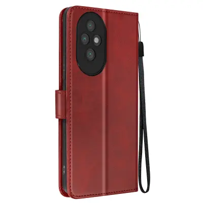 Torbica s preklopom za Honor 200 Pro Denarnica s trakom za roko, Bordeaux