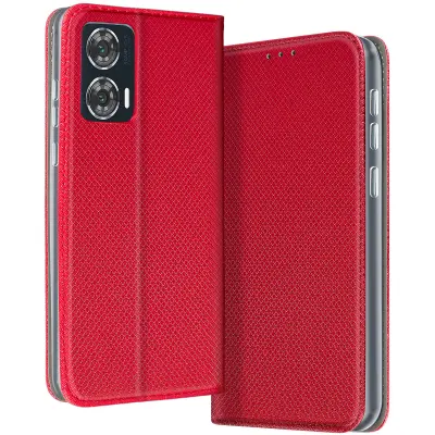 Ohišje za Motorolo Edge 50 Fusion Clamshell z držalom za kartice in stojalom, Rdeča