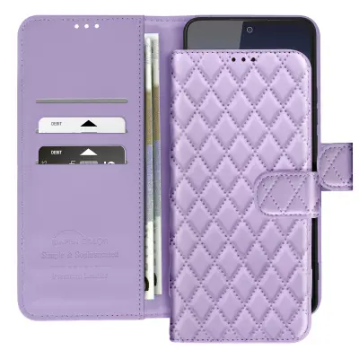 Ohišje za Redmi Note 14 4G Wallet Losange pattern, Vijolična