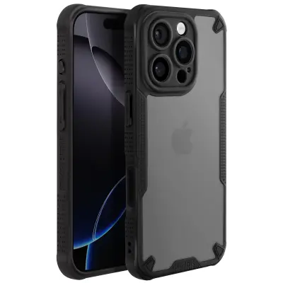 Ohišje za iPhone 16 Pro Reinforced Corners Anti-puncture Matte Back, Črna