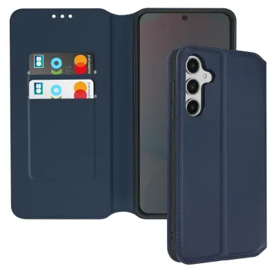 Ohišje za Samsung Galaxy S24 FE Clapet Card and Video Holder, Modra noč