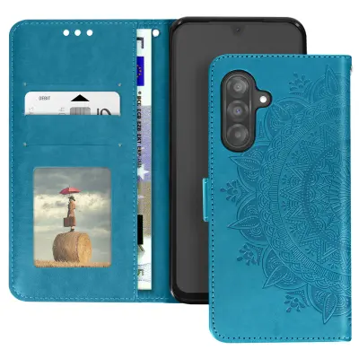 Mandala Flower Case za Samsung Galaxy A26 Wallet Strap, Modra