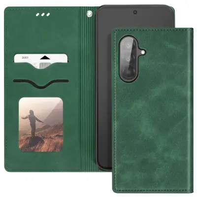 Ohišje za Samsung Galaxy A56 Denarnica Video podpora, Zelena