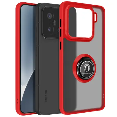 Ohišje za Xiaomi 15 Magnetic Ring Translucent Back, Rdeča