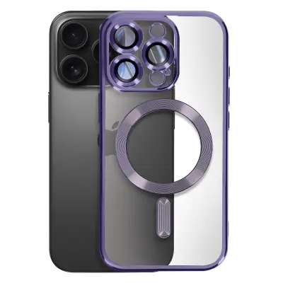 MagSafe ohišje za iPhone 16 Pro Silikonski kromirani okvir, Vijolična