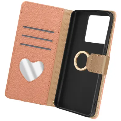 Torbica s preklopom za Xiaomi 13T / 13T Pro Več oddelkov verige ramenski trak, Abricot