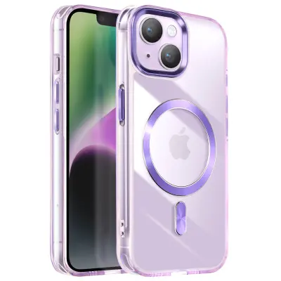 Ohišje MagSafe za iPhone 15 Plus in 14 Plus Crystal Color Back, Vijolična