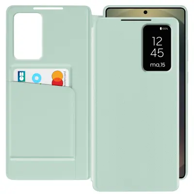 Usnjeno ohišje za Galaxy S25 Ultra Display Window Card Case, Svetlo zelena