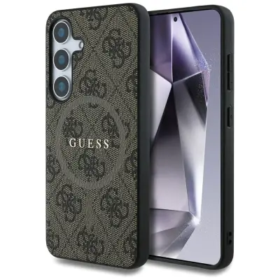 ETUI GUESS LEATHER 4G COLORED RING       CLASSIC LOGO MAGSAFE SAMSUNG GALAXY S25+ BRĄZOWY