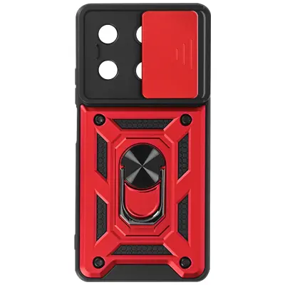 Ohišje s prstanom za Xiaomi Redmi Note 13 5G Zaščita pred udarci s pokrovom kamere, Rdeča