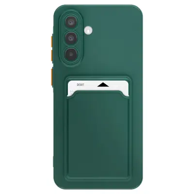 Ohišje za Samsung Galaxy A36 z mehkim držalom za kartice proti odtisom, Temno zelena