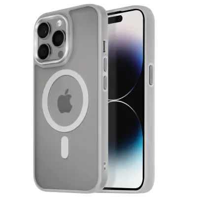 Ohišje MagSafe za iPhone 14 Pro Hrbtna podloga Frosted Obris, Siva