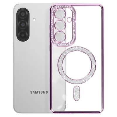 Diamantno ohišje za Samsung Galaxy A36 MagSafe Obris Strass, Vijolična
