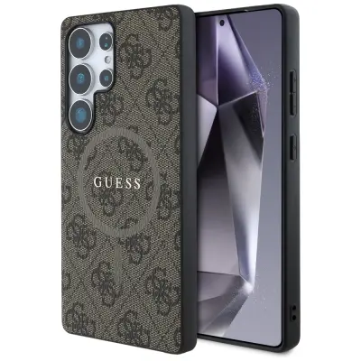 ETUI GUESS LEATHER 4G COLORED RING       CLASSIC LOGO MAGSAFE SAMSUNG GALAXY S25 ULTRA BRĄZOWY