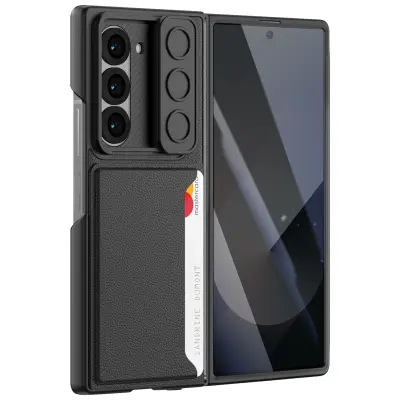 coque film za Samsung Galaxy Z Fold 6 Imetnik kartice + kaljeno steklo na prostem, Črna