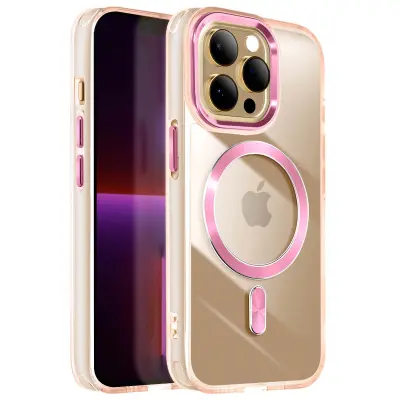 Ohišje MagSafe za iPhone 13 Pro Crystal Color Back, Šampanjec roza