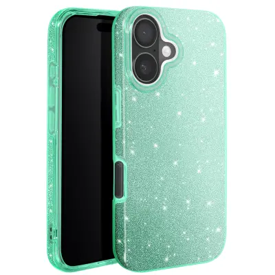 Ohišje z bleščicami za iPhone 16 Plus Odporen na udarce Glitter, Zelena
