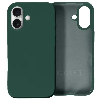 Ohišje za iPhone 16 Poltrdno Soft-touch proti odtisom, Temno zelena