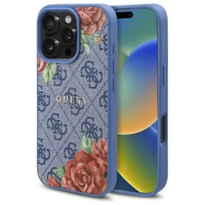 OVITEK GUESS ZA IPHONE 16 PRO 6.3 ZA MAGSAFE HARDCASE FLOWERS PRINT