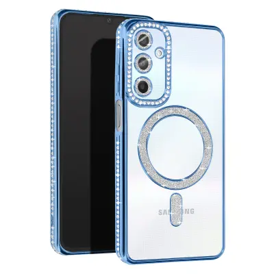 Diamantno ohišje za Samsung Galaxy A25 MagSafe Contour Strass, Svetlo modra