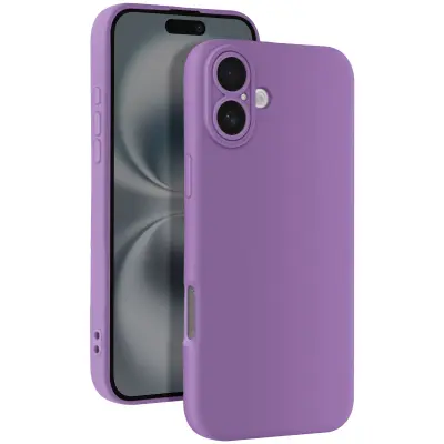 Ohišje za iPhone 16 Silikonski gladki blok fotoaparata z zaščito, Vijolična