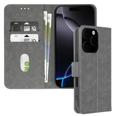 Ohišje za iPhone 16 Pro Max Clapet Denarnica in držalo za videoposnetek, Siva