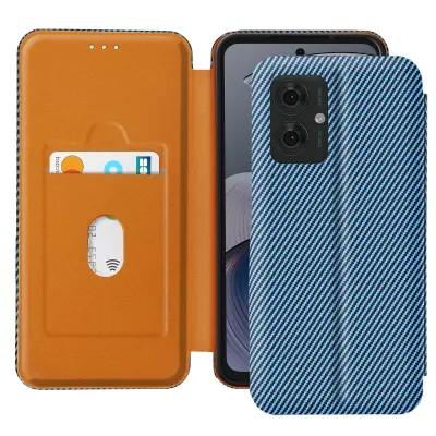 Ohišje za Motorolo Moto G55 Podpora za videoposnetek iz ogljikovih vlaken in proti identifikaciji RFID, Modra