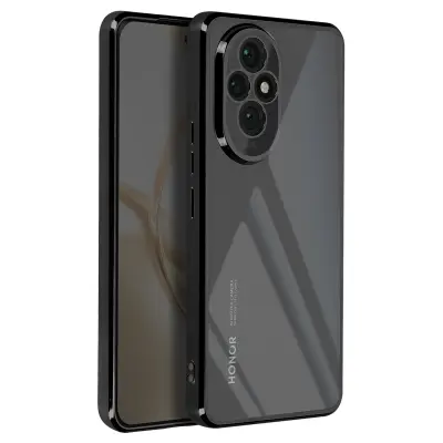 Ohišje za Honor 200 Pro Transparent Back Contour Chrome effect, Črna