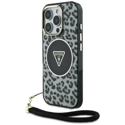 GUESS OVITEK LEOPARD TRIKOTNIK TRAK ZA VRVICO ZA IPHONE 16 PRO Z ZA MAGSAFE