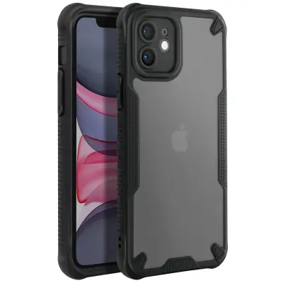 Odporno na udarce ohišje za iPhone 11 ojačana lupina mat hrbtna stran proti sledenju, Črna