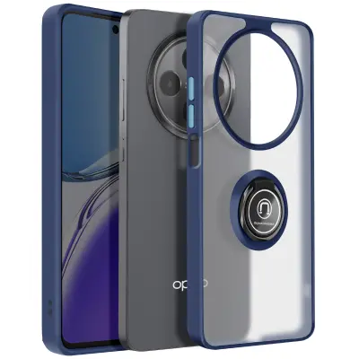 Prevleka za Oppo Reno 12F Magnetni obroč Prozoren hrbet, Modra