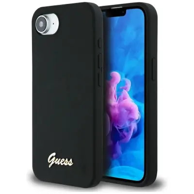 OVITEK GUESS CASE ZA IPHONE 16E ZA MAGSAFE SILIKONSKA PISAVA KOVINSKI LOGO