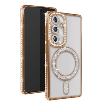 Diamantno ohišje za Samsung Galaxy S24 Plus MagSafe Contour Strass, Zlata