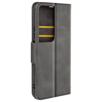 Torbica s preklopom za Honor 90 Smart Gladka teksturirana denarnica Flap, Temno siva
