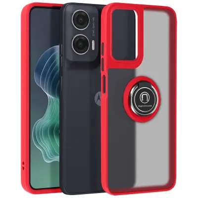 Ohišje za Motorola Moto G35 Metal Ring Video Holder, Rdeča