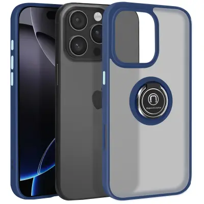 Ohišje za iPhone 16 Pro Max Bague Métallique Support Vidéo, Modra noč