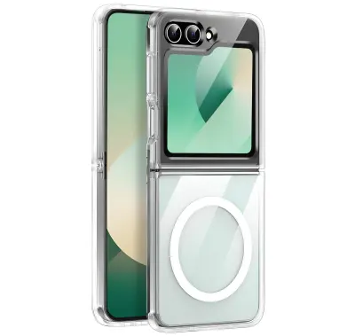 Ohišje MagSafe za Samsung Z Flip 6 Rigid Contour Soft Reinforced, Prozorno