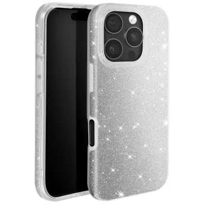 Ohišje z bleščicami za iPhone 16 Pro Max Odporen na udarce Glitter, Srebrna
