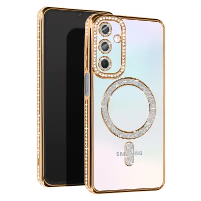 Diamantno ohišje za Samsung Galaxy A15 MagSafe Contour Strass, Zlata