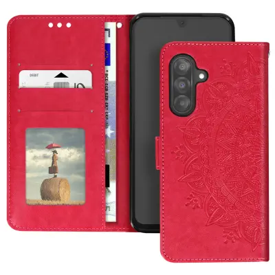 Ohišje Mandala Flower za denarnico Samsung Galaxy A26 z vrvico, Fuksija