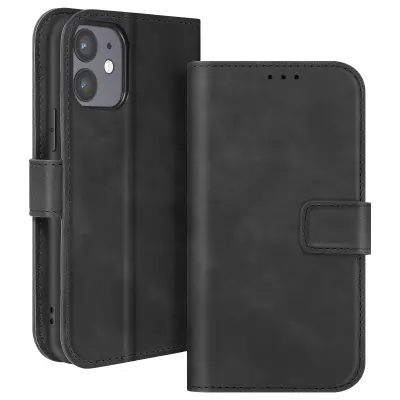 Ohišje za iPhone 12 Wallet Flap Video Holder, Črna