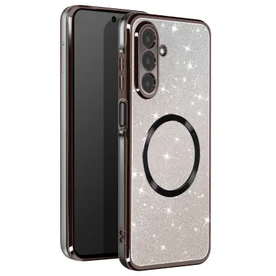 MagSafe ohišje za Samsung Galaxy A26, silikonsko, bleščeče, Črna