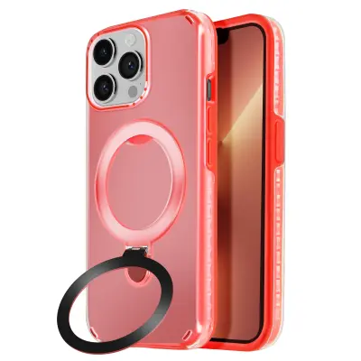 Trdo ohišje MagSafe za iPhone 13 Pro Max z zložljivim stojalom, Rdeča