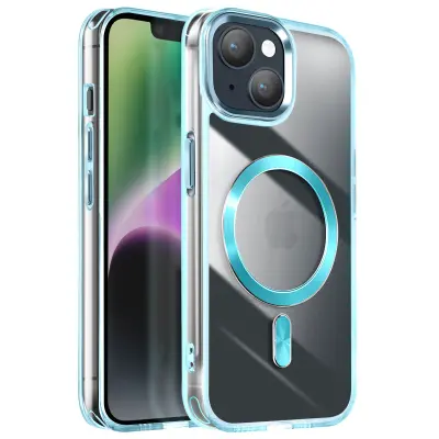 Ohišje MagSafe za iPhone 15 Plus in 14 Plus Crystal Color Back, Modra