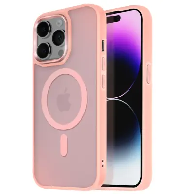 Ohišje MagSafe za iPhone 14 Pro Hrbtna podloga Frosted Obris, Roza