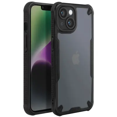 Ohišje za iPhone 14 ojačani vogali proti vbodu mat hrbet, Črna