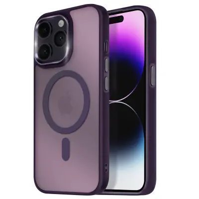 Ohišje MagSafe za iPhone 14 Pro Max Back Mat Frosted Obris, Vijolična